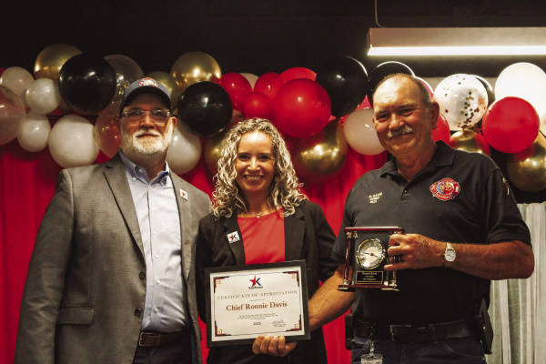 Former Kaufman Fire Chief Ronnie Davis celebrates his retirement with friends, family and his fire department family on Friday, May 30. Additional photos on 2A. Photo courtesy of City of Kaufman Facebook