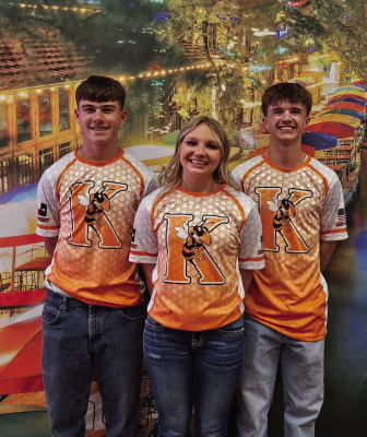 Three Kemp ISD Archers were selected to the Archery All-Region Team 1 and All-State Team 1. Preston Sullivan, Dayne Postlethwait and Peighton Mitchell were selected to serve on these teams for their hard work, focus and dedication. Photo courtesy of Kemp ISD