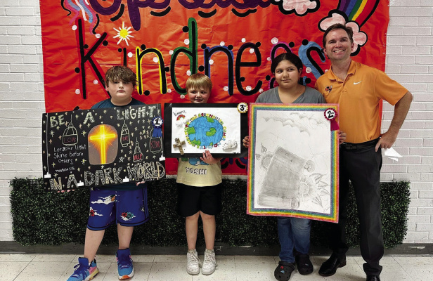 Kemp ISD Kindness Poster winners and Students of the Month