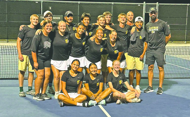 The Kaufman Lions tennis program brought home the district championship as they continue their impressive fall season. Photo courtesy of Kaufman High School