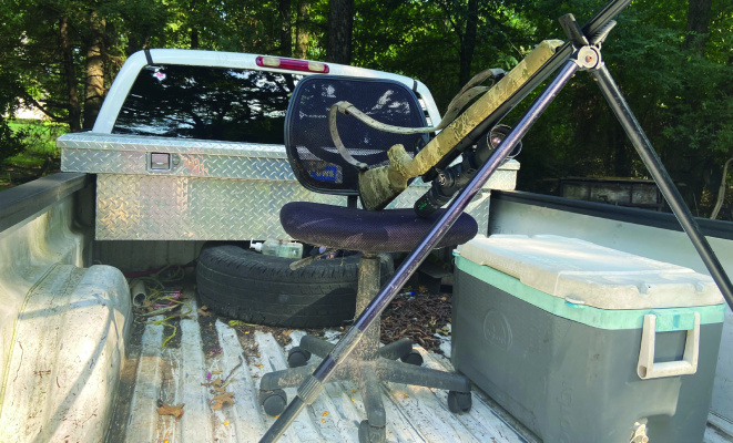 Luke plans to do some hunting from this comfortable set up in the bed of his truck. In this week’s column, he describes a somewhat unconventional but very convenient method of hunting. Photo by Luke Clayton
