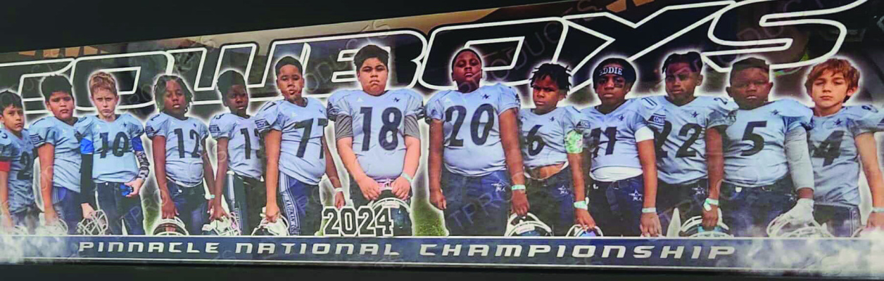 The Kaufman County Cowboys seven and under youth football team won their national title at the Pinnacle Youth Football National Championships on Dec. 13 through Dec. 16 in Corpus Christi. They are currently ranked number one in the nation for their age group. Photo courtesy of J’Nia Fetcher