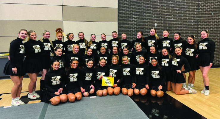 The Kaufman High School Cheer squad took home first place at the Crandall Invitational on Saturday, Dec. 6. Photo courtesy of Kaufman High School