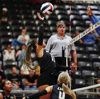 Kaufman Lady Lion Kayden Lidy goes up for a kill against Sunnyvale during their home contest on Tuesday, Aug. 26. Photo courtesy of Kaufman ISD