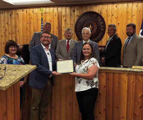 Judge Allen, along with the Kaufman County Commissioners, proclaimed Aug. 3-9 as National Health Center Week. For nearly 60 years, community health centers have provided high-quality, affordable, comprehensive primary and preventative health care in our nations medically underserved communities. Members of Carevide, Jeremy Simmons and Heather Gesino, were on hand for the proclamation on Tuesday, July 29. Photo courtesy of Kaufman County