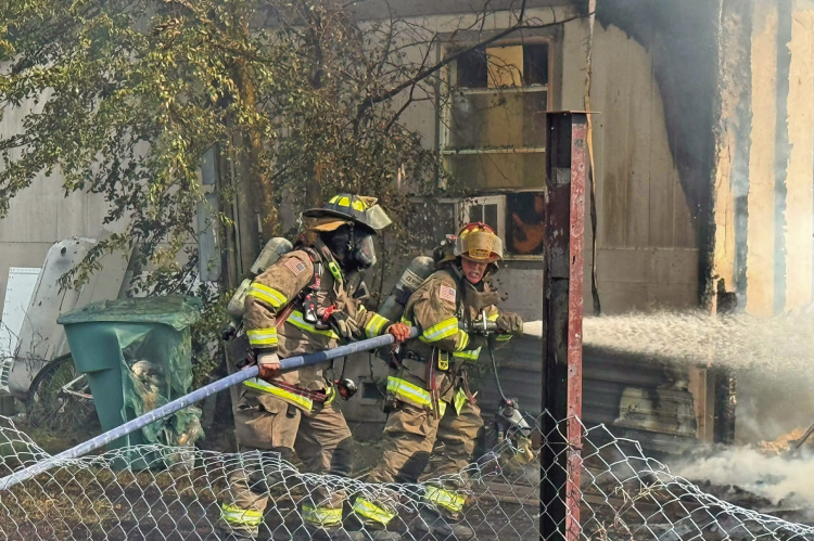 Kaufman Fire Department, along with multiple other Kaufman County agencies, battle a house fire on Monday, July 20. Photo courtesy of Kaufman Fire Department