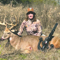 Carol Little with a fine buck she took last week at the Choctaw Hunting Lodge in southeast Oklahoma. Carol and her husband Mark bought the hunt through an auction at the Dallas Safari Club. The Choctaw Nation is a strong supporter of DSC and shows support through donating hunts such as this. Photo Courtesy of Luke Clayton
