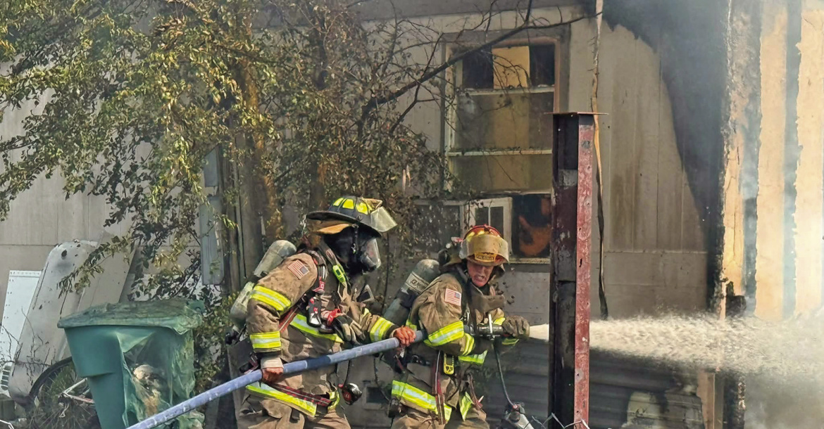 Kaufman Fire Department, along with multiple other Kaufman County agencies, battle a house fire on Monday, July 20. Photo courtesy of Kaufman Fire Department