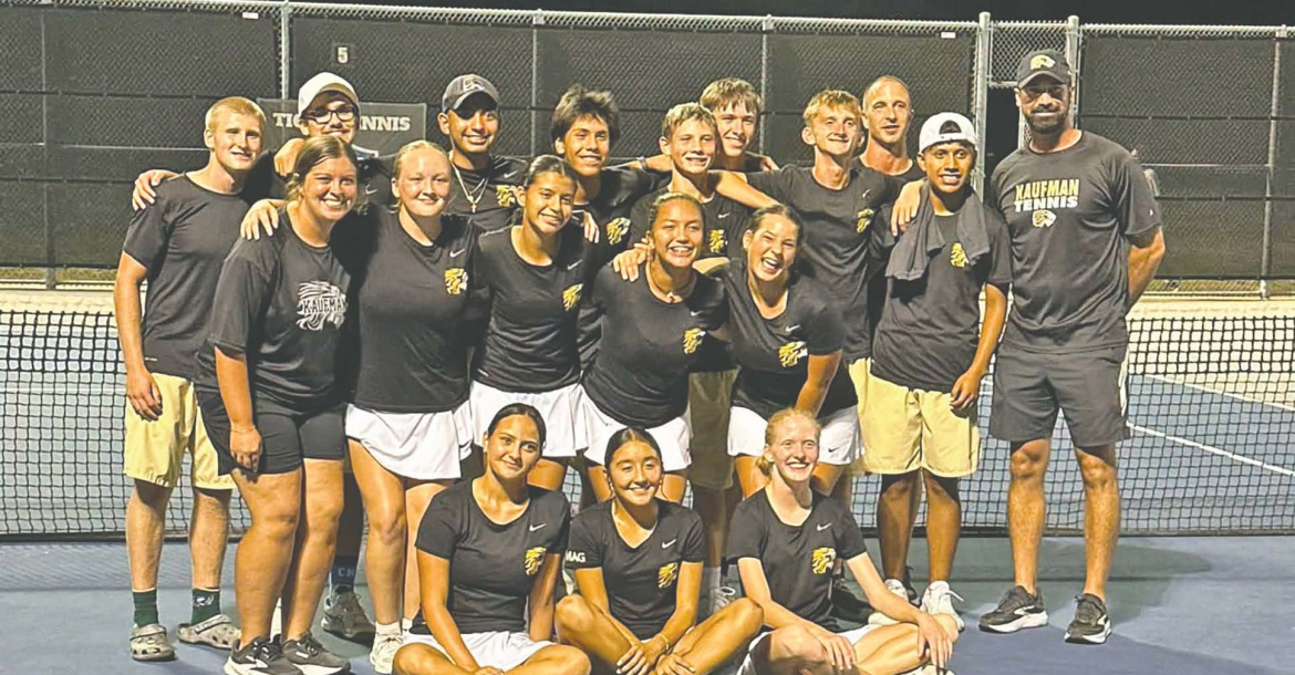 The Kaufman Lions tennis program brought home the district championship as they continue their impressive fall season. Photo courtesy of Kaufman High School