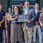 Members of the Terrell Economic Development Corporation and Terrell Chamber of Commerce celebrate closing on the Brin Opera House as the future headquarters of both organizations on July 22. Photo courtesy of Terrell Economic Development Corporation